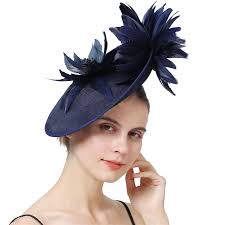 Elegante Sombrero Fascinador De La Marina Para Novias: Ropa De Cabeza De  Flores Artesanales Con Diadema Y Clip De 16,97 €