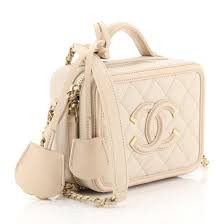 Chanel vanity case black caviar/aged pale gold hardware 19s 2019 business inquiries: Chanel Filigree Vanity Case Quilted Caviar Small At 1stdibs