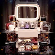 Our lighted makeup cases have everything you need to set up a professional makeup studio on the go. Cosmetics Storage Box Led Light Vanity Mirror Makeup Organizer Dustproof Drawer Desktop Jewelry Box Portable Usb Makeup Case Shopee Singapore