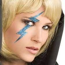 Lady Gaga Blue Lightning Bolt Decal Costume Accessory In 2021 1980s Makeup Tutorial Creative Eye Makeup Lady Gaga Blue
