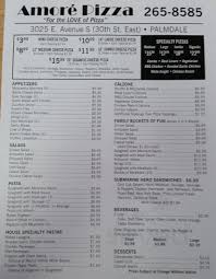 Amore Pizza Menu In Palmdale California Usa