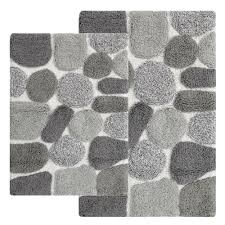 Black And White Bathroom Rug Set Chesapeake Merchandising Pebbles 24 In X 40 In 2 Piece Bath Rug Set In Grey 26654 The Home Depot Pattern Bath Rugs Small Bath Rugs Bath Rugs