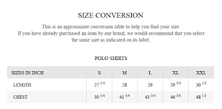 size guide brumano pakistan