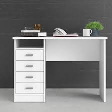 Small and inexpensive but not lacking in functionality, this desk serves as a serious workspace despite its compact size. Tvilum Warner Desk With 4 Drawers 135 87 White Desk With Drawers Desk With Drawers White Desk Bedroom