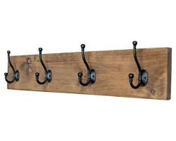 Coat Hook Board With 4 Double Hooks Walnut Stained Board Wall Mounted Coat Rack Diy Coat Rack Coat Rack Wall