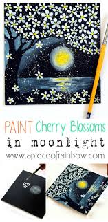 How To Paint Cherry Blossoms On Black Paper A Piece Of Rainbow Diy Painting Canvas Painting Art Painting