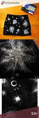 H M Velvet Embroidered Astrology Star Skirt Blue Velvet Skirt Navy Blue Velvet Skirt Astrology Stars
