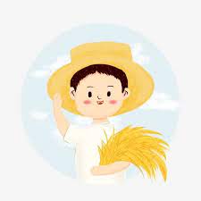 Hand Painted Rice Ear Rice Material Farmer Hat Cartoon Peasant Character Cartoon Character Material Farmers Wearing How To Draw Hands Cartoon Character Design