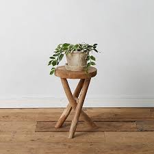 Cross Leg Teak Stool In 2020 Wooden Stools Rustic Plant Stand Stool