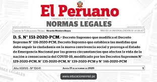 Nº em y establecen disposiciones relativas al cumplimiento de requisitos para solicitar concesión temporal, concesión definitiva. D S N 151 2020 Pcm Decreto Supremo Que Modifica El Decreto Supremo N 116 2020 Pcm Decreto Supremo Que Establece Las Medidas Que Debe Seguir La Ciudadania En La Nueva Convivencia Social Y Prorroga El