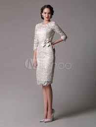 Wedding Guest Dresses Lace Sheath Champagne Cocktail Dress Knee Length Half Sleeves Mother Dress Wit Knee Length Lace Dress Champagne Cocktail Dress Lace Dress