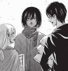 Eren And Historia Speak As Mikasa Glares Mikasa Attack On Titan Anime Manga Vs Anime