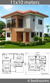 House Design Plans 10x11m With 4 Bedrooms En 2020 Maison Moderne Plan Maison Maison