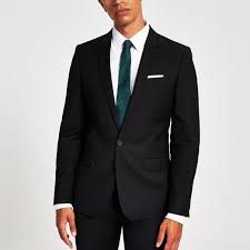 Casual check blazer for men smart suit jacket beige black cherry cotton slim fit. River Island Mens Black Skinny Fit Suit Jacket The Fashionisto