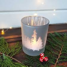 The most common christmas candle holder material is soy. Large Silver Winter Forest Silhouette Candle Holder Scandinavian Boutique Hyggestyle Co Uk