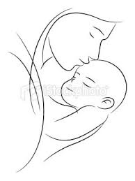 Mother Holding Her Sleeping Baby On White Vector Illustration Mothers Day Drawings Baby Drawing Creative Drawing
