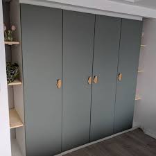 Built In Pax Wardrobe Reinsvoll Grey Green Door Bamboo Nobs Track Lighting Alice Pinset Pax Kleiderschrank Ikea Kleiderschrank Aufbewahrung Kleiderschrank