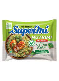 Misehat ya supermi nutrimi sesuai dengan jargonnya dapet enaknya dapet sehatnya, mie sehat supermi nutrimi terenak yang pernah ada, dengan mie berbahan brokoli membuat mie menjadi lebih. Supermi Nutrimi Mie Goreng Steak Ayam 80g Klikindomaret