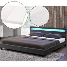 Das ausgefallene und moderne bett der serie manuel besteht aus wildeichenholz und ist geölt. Polsterbett Doppelbett Kunstlederbett Led Matratze Bettgestell Bett 180 X 200 Cm Ebay