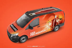 Realistic Panel Van Psd Mockup Perspective View Graficos