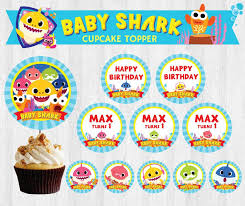 2nd Birthday Baby Shark Cake Topper Printable Free Under The Sea Pinkfong Baby Shark Birthday Party Cupcake Topper Dessert Topper Sticker Label Printable By Pig Baby Shark Shark Birthday Party Cupcake Party