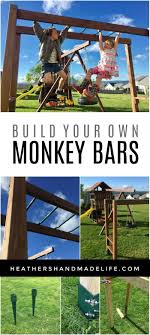 Diy Monkey Bars Heather S Handmade Life Diy Monkey Bars Kids Outdoor Playground Backyard Jungle Gym