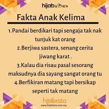 Dalam keluarga, terutama dengan anak tidak bersaudara, anak sulung dikenal biasanya dikenal sebagai. Fakta Anak Kelima Hijabista Magazine Facebook