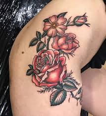 It's spicy to show off your lower thigh tattoo with short outfits. 23 Best Rose Thigh Tattoo Ideas For Women Stayglam