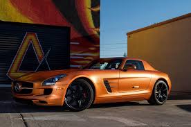 Mercedes Sls Amg 3m Satin Canyon Copper Orange Matte Black Vents Gloss Black Front Lip Vinyl Wrap Vinyl Wrap Car Automotive Shops Vinyl Racing Stripes
