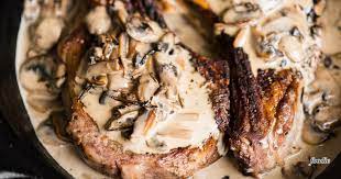 Serve steaks with mushroom sauce. Seared Ribeye Steak Cream Mushroom Sauce Self Proclaimed Foodie