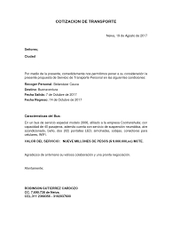Cotizacion Servicio Transporte