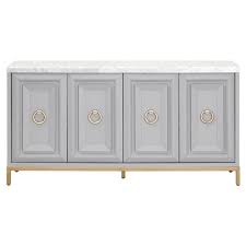 Enjoy free shipping on most stuff, even big stuff. Avril Modern Grey Wood White Marble Top Brushed Gold 4 Door Media Sideboard Standard 50 75 W Kathy Kuo Home