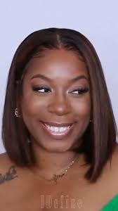 Blunt Cut Short Bob Wig With Brown Highlight Lace Front Human Hair Wigs