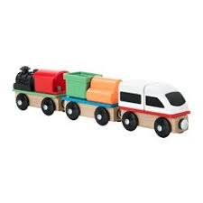 Ikea Lillabo 3 Piece Train Set Toot Toot With This Train You Can Go Around The World With Both Passengers And Good Toy Train Toy Trains Set Classic Toys