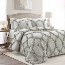 Lush Dcor Queen 3pc Riviera Comforter Set Light Gray Target
