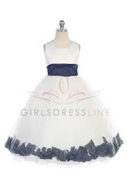 White Navy Blue Flower Girl Dress With Petals Sash For The Girls Flower Girl Dresses Black Flower Girl Dress Girls Dresses