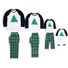 Black And White Christmas Pajamas Patpat Family Matching Pajamas Holiday Christmas Tree Printed Sleepwear With Plaid Pants Family Pajama Sets Matching Family Outfits Matching Christmas Pajamas