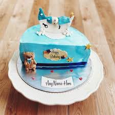 Birthday Cake For Baby Boy 1 Year With Name 6 Month Birthday Cake With Your Name In 2020 Happy Birthday Cake Pictures Half Birthday Cakes Birthday Cake Chocolate