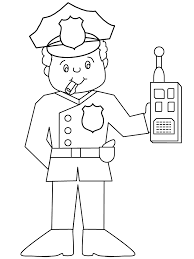 Cute cartoon policeman or police officer. Police Officer Jobs Printable Coloring Pages