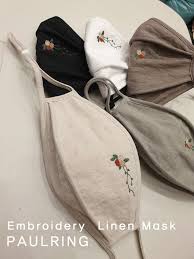 Embroidery Linen Face Mask Buy 1 Get 20 Filter Free Washable Etsy In 2020 Mouth Mask Fashion Mask Design Face Mask