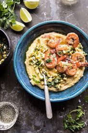 Sweet Corn Chimichurri Butter Shrimp With Polenta Half Baked Harvest Recipe Food Recipes Harvest Recipes