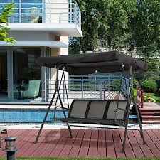 Water resistant pvc coated polyester canopy to fit most 3 seat swing hammocks. Mcombo Outdoor Patio Canopy Swing Chair 3 Person Black Steel Frame Textilence Seats Swing Glider 4507 Patio Furniture Accessories Patio Seating Swl13562 Nl