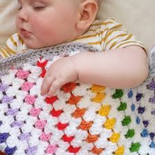Crochet Printed Pattern Rainbow Blanket