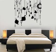 Wall Art Mural Romantic Bedroom Clocks And Keys Fantasy Etsy Bedroom Wall Designs Mural Wall Art Bedroom Clocks