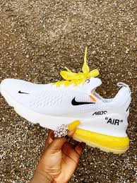 Offwhite Yellow Ribbon Air Max 270 Beads Custom Fashion Shoes Sneakers Nike Fashion Shoes Nike Shoes Women