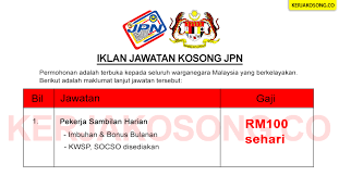 Permohonan hendaklah dibuat dengan menggunakan borang permohonan yang boleh diperolehi melalui aplikasi link dibawah iklan ini. Jawatan Kosong Jabatan Pendaftaran Negara Jpn 2020