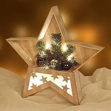 Led Holz Stern Mit Tannen Deko Echtholz Stern Beleuchtet Fensterdeko Tischdeko Weihnachten Dekoration Deko Weihnachten Holzdeko Weihnachten