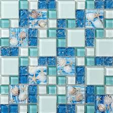 Beautiful Sea Shell Mosaic Tile Wonderful For Any Nautical Theme Bathroom Tiny Sea Shells Are In Selected Blue Glass Tile Room Wall Colors Bathroom Shower Tile