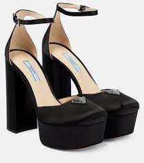 Satin platform pumps in black - Prada | Mytheresa