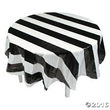 Black And White Striped Tablecloth Black White Stripe Round Plastic Tablecloth Black White Parties Black White Stripes Plastic Tablecloth